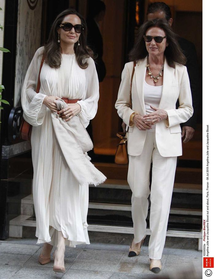 Mandatory Credit: Photo by Philippe Blet/REX (10330503e)  Angelina Jolie and Jacqueline Bisset  Angelina Jolie and Jacqueline Bisset out and about, Paris, France - 08 Jul 2019