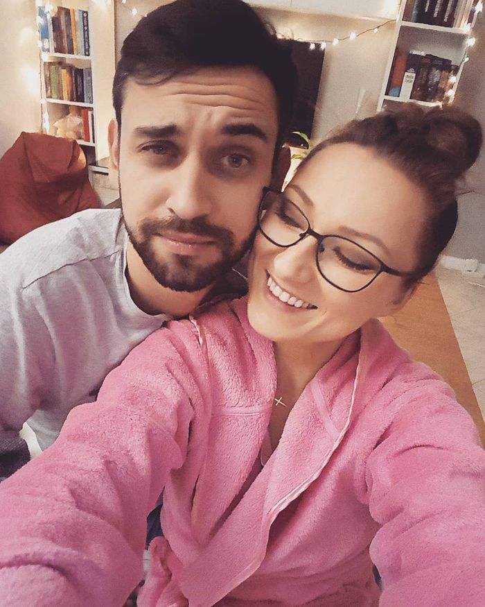 Agata Zamęcka z mężem