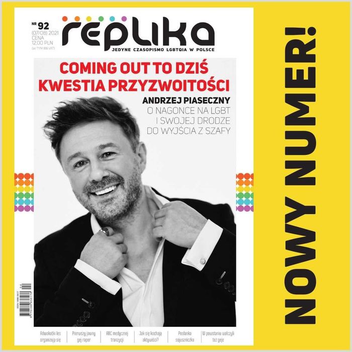 Andrzej Piaseczny na okładce magazynu dla LGBT