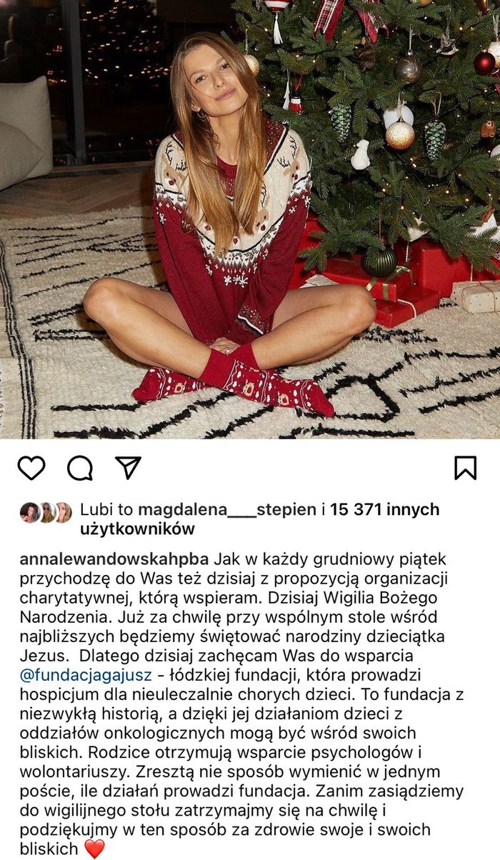 Anna Lewandowska składa życzenia na Boże Narodzenie 2021