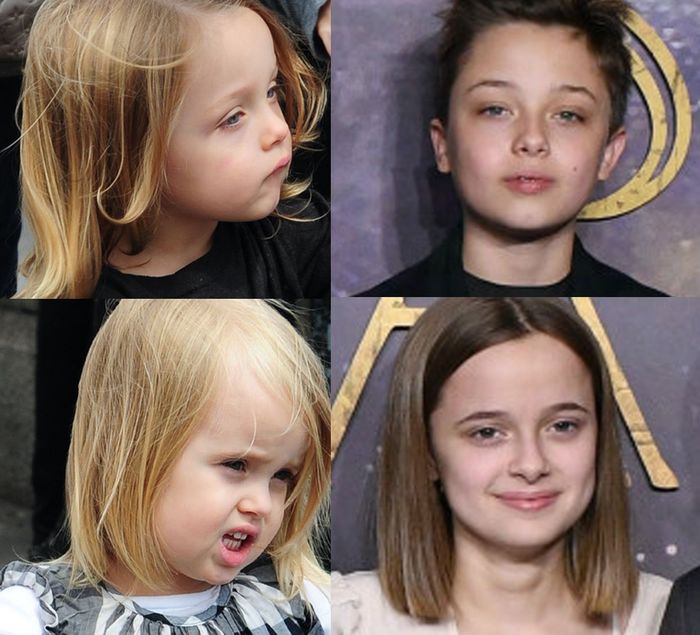 Vivienne i Knox Jolie-Pitt w 2011 i 2021 roku