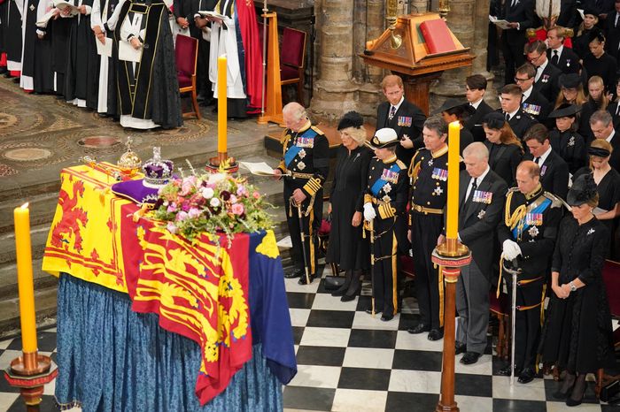 Król Karol, Królowa Camilla, książę Harry, Meghan Markle - Pogrzeb Królowej Elżbiety II