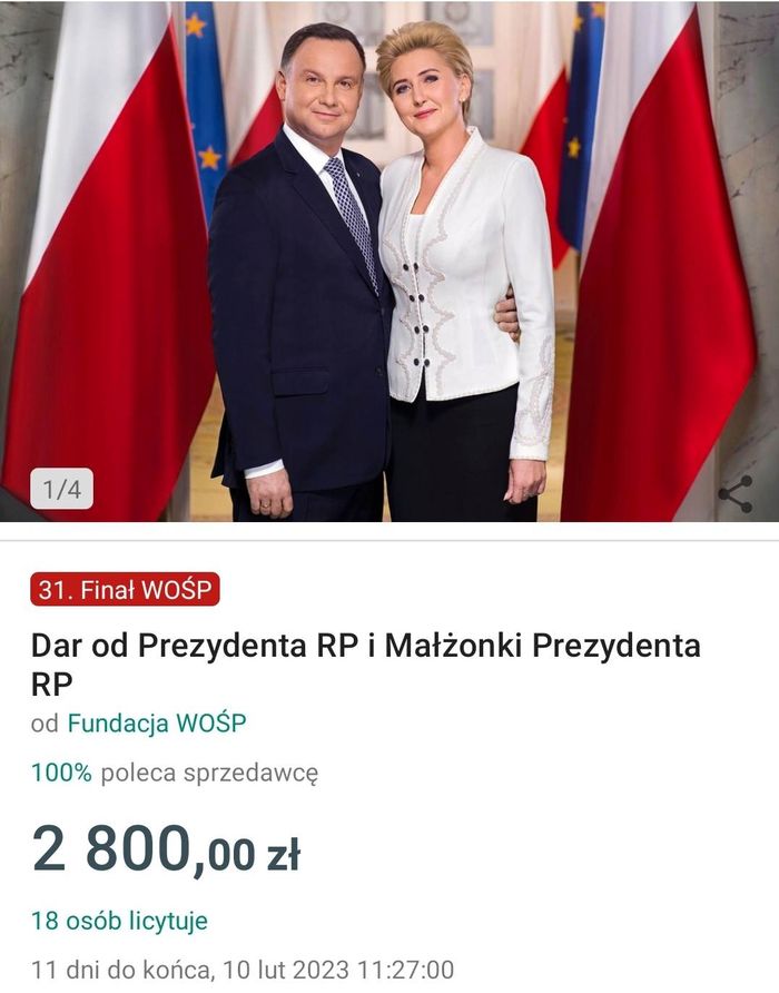 Agata Duda i Andrzej Duda - licytacja 31. WOŚP