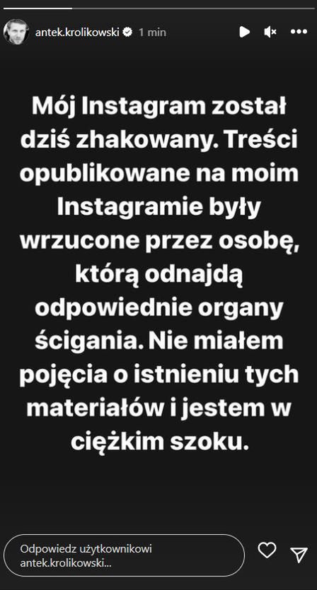 Antek Królikowski wydał oświadczenie