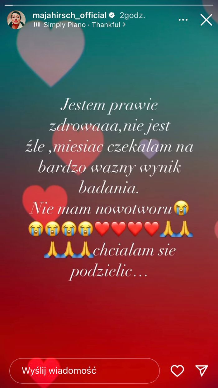 Maja Hirsch o swoim stanie zdrowia