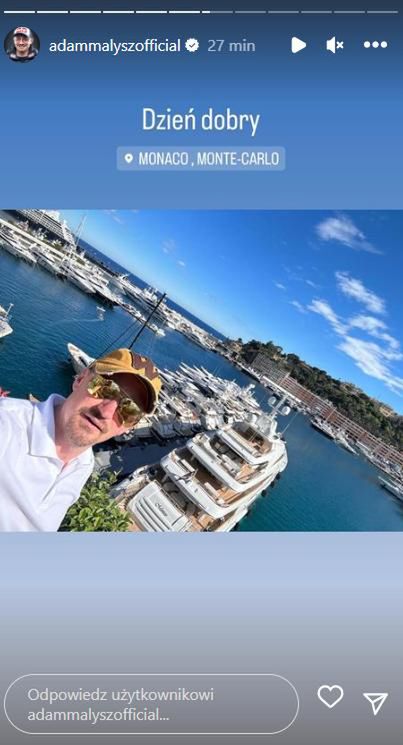 Adam Małysz relacjonuje pobyt w Monako