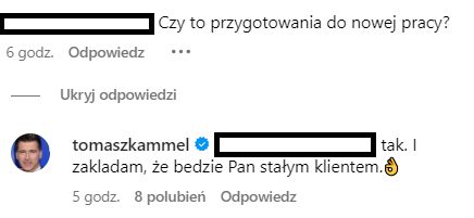 Tomasz Kammel o nowej pracy (fot. Instagram)