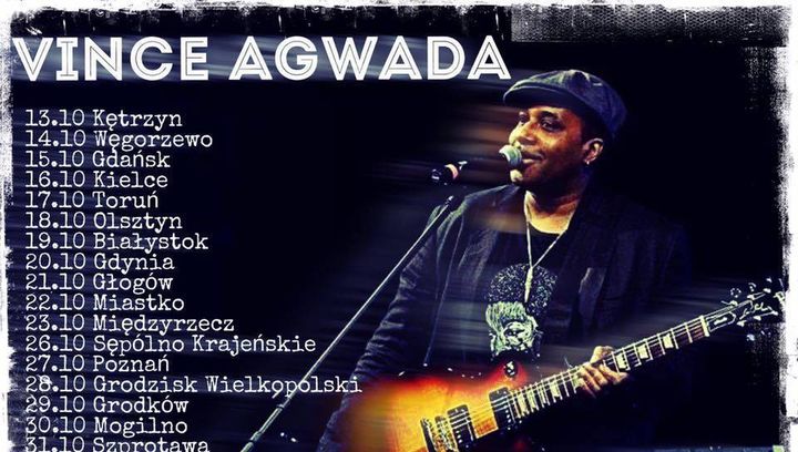 Gitarzysta Vince Agwada zagra koncert w Węgorzewie