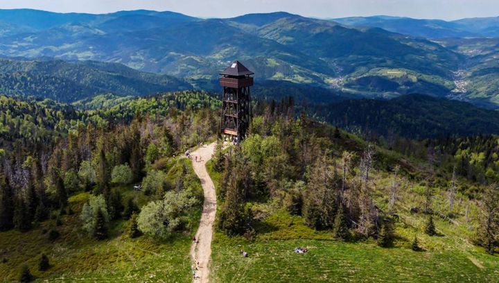 Gorce gwiazda na mapie Beskidów