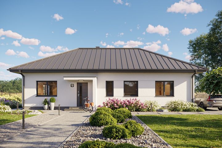 Projekt gotowy Bergen 110 - parterowy dom o powierzchni 110,80 m², z dachem w stylu "kopertowy"