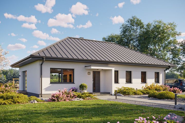 Projekt gotowy Bergen 130 - parterowy dom o powierzchni 130,40 m², z dachem w stylu "kopertowy"