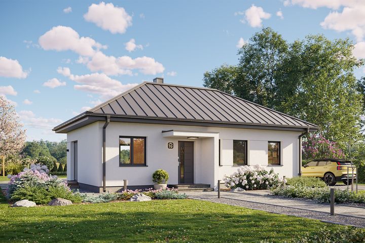 Projekt gotowy Bergen 70 - parterowy dom o powierzchni 72,05 m², z dachem w stylu "kopertowy"