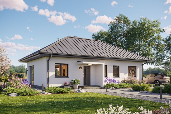 Projekt gotowy Bergen 90 - parterowy dom o powierzchni 90,83 m², z dachem w stylu "kopertowy"