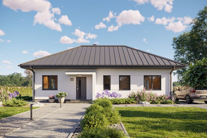Projekt gotowy Bergen 90 - parterowy dom o powierzchni 90,83 m², z dachem w stylu "kopertowy"