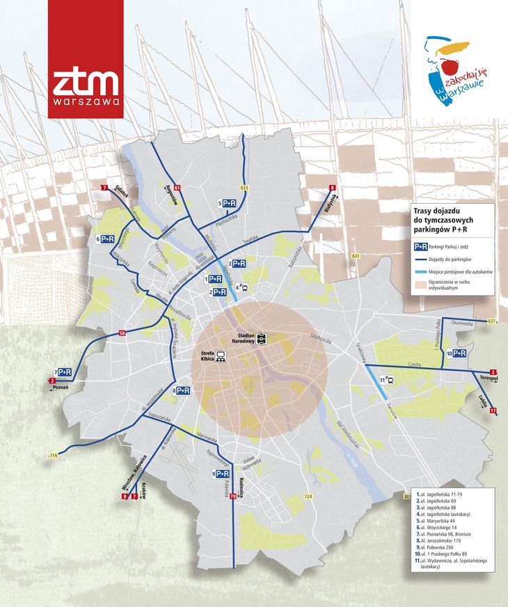 mapa warszawy euro 2012 Euro 2012   utrudnienia, dojazdy i komunikacja w Warszawie 