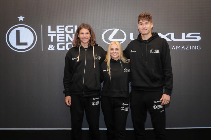 Malwina Rowińska, Tomasz Berkieta i Szymon Kielan - zawodnicy objęci programem Lexus Tennis Talents by Legia