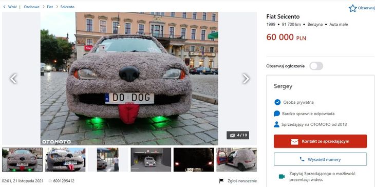 Ogłoszenie sprzedaży auta-pieska z otomoto.pl