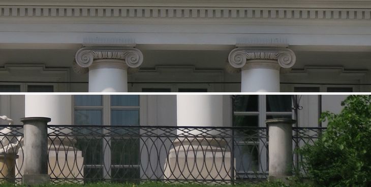 Środek kadru (na górze) i brzeg, przy ogniskowej ok. 320 mm i otwartej przysłonie.
Pełna rozdzielczość
© Paweł Baldwin