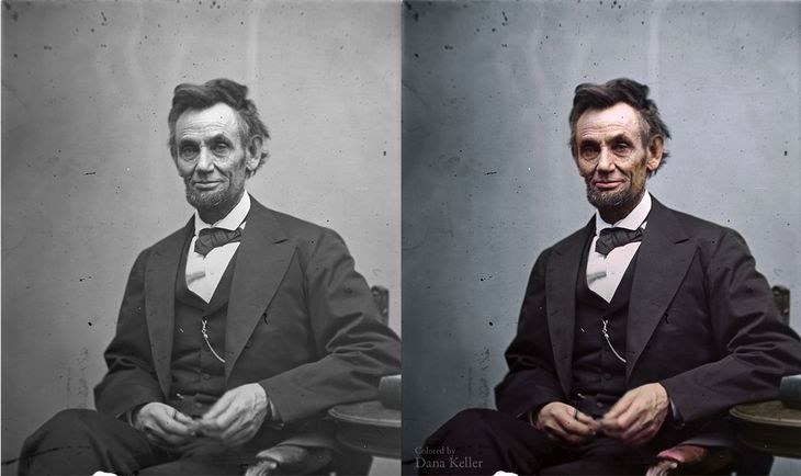 montaż zdjęć Abraham Lincolna z 1865 roku
