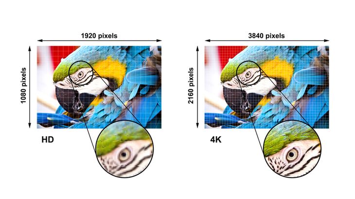 Zdjęcie 4K television display with comparison of resolutions. Ultra HD on on modern TV pochodzi z serwisu Shutterstock