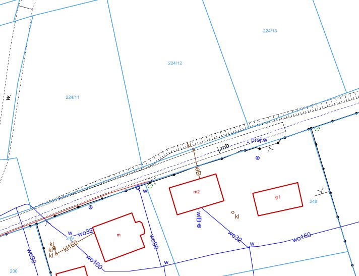 numery działek na mapie ewidencyjnej