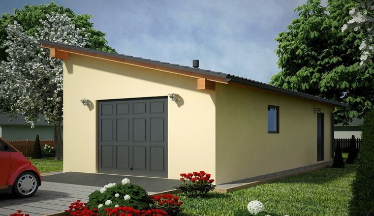 Гараж с односкатной крышей фото Projekt garażu G93 - Budynek garażowo - gospodarczy 42,48 m² - EXTRADOM