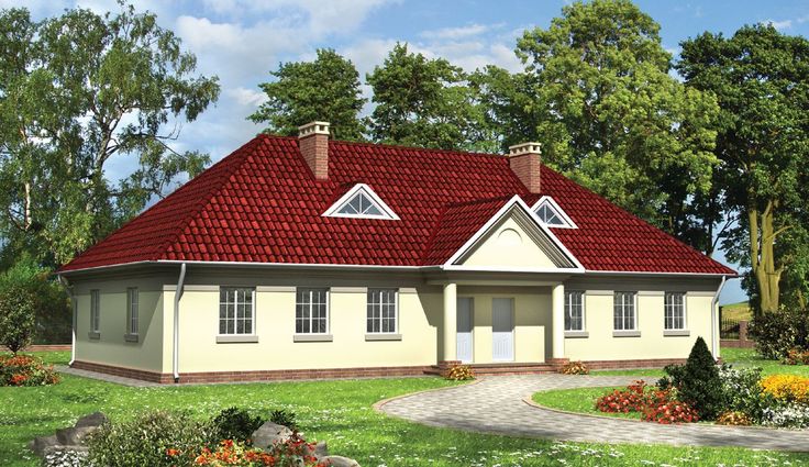 Дом с крышей конверт одноэтажный фото Projekt domu Telimena - murowana - beton komórkowy 180,20 m² - EXTRADOM