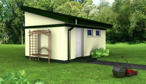 Проект хозблока из газобетона с односкатной крышей