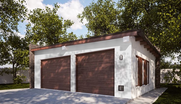 Гараж с плоской крышей фото Projekt garażu G335 - Budynek garażowy 43,83 m² - EXTRADOM