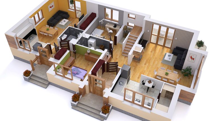3д планировка дома Projekt domu BS-15 dwulokalowy 186,90 m² - EXTRADOM