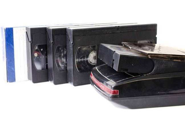 Cassette tape on black background