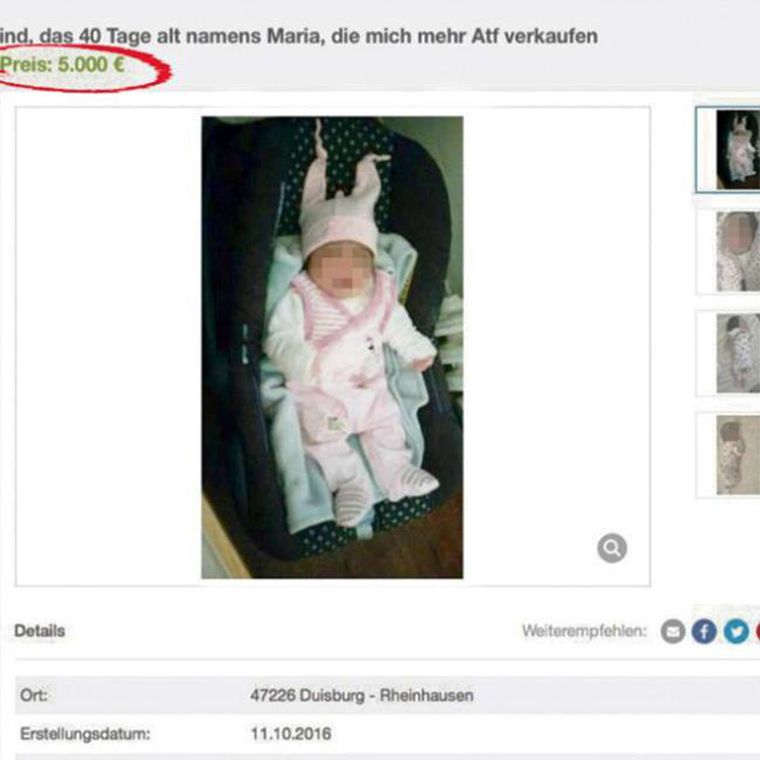 Shock As Baby Is Put Up For Sale On eBay
