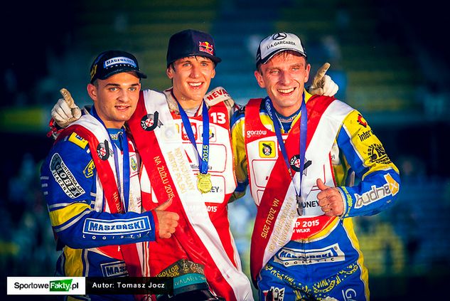 Podium IMP 2015 (Bartosz Zmarzlik, Maciej Janowski, Tomasz Gapiński)