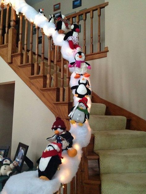 penguin christmas banister