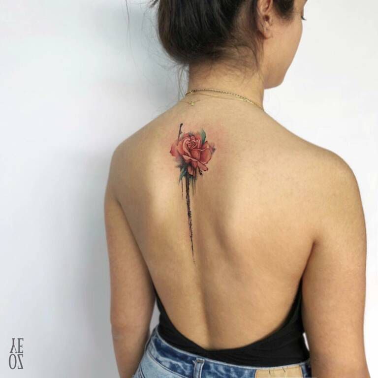 Tattoo uploaded by Hateful Kate • Gorgeous rose tattoo down the spine, by  Devin Mena. (via IG—devinmenatattoos) #Rose #Spine #Classic #DevinMena •  Tattoodo