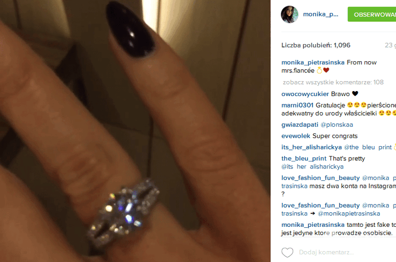 Monika Pietrasińska zaręczyła się. Pokazała pierścionek