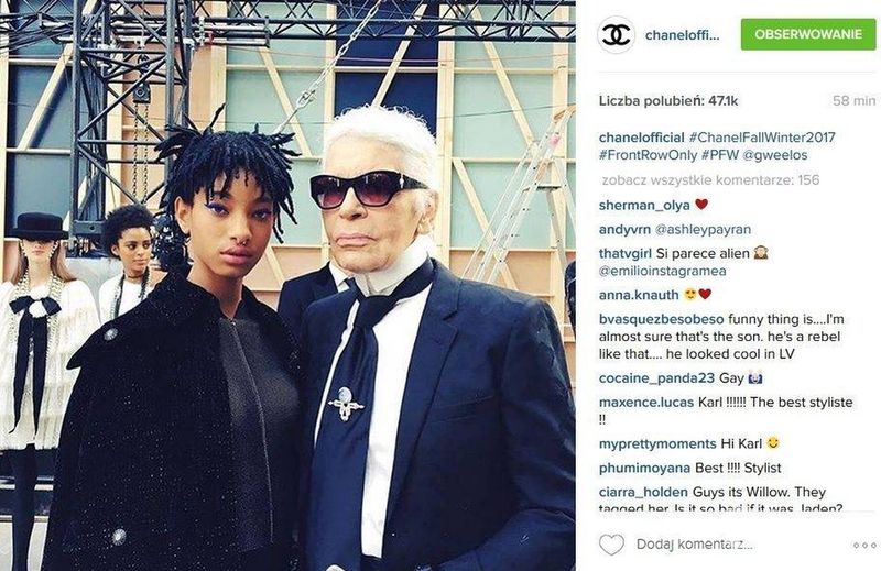 Willow Smith i Karl Lagerfeld, pokaz kolekcji Chanel jesień-zima 2016/2017 (fot. Instagram)