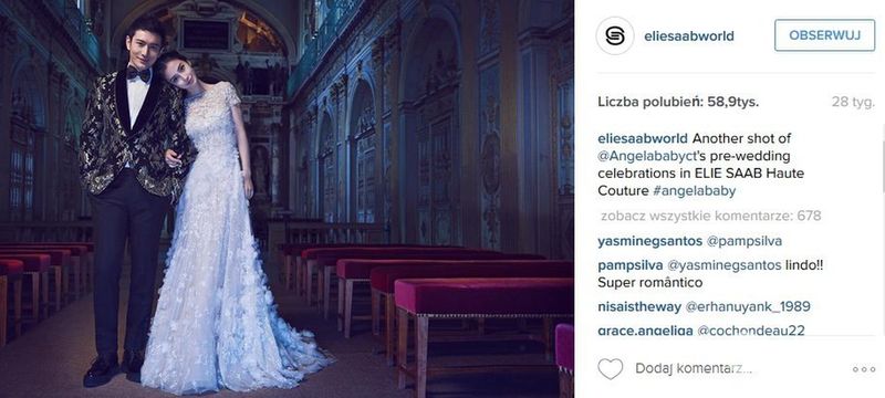Przedślubna sesja zdjęciowa Angelababy (fot. Instagram)