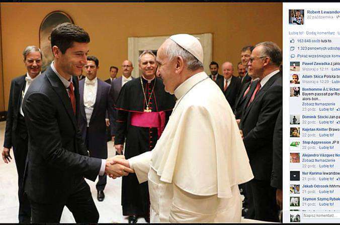Robert Lewandowski na spotkaniu z papieżem Franciszkiem