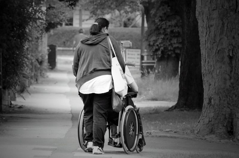 Old Wheelchair Women Accessible Street Help