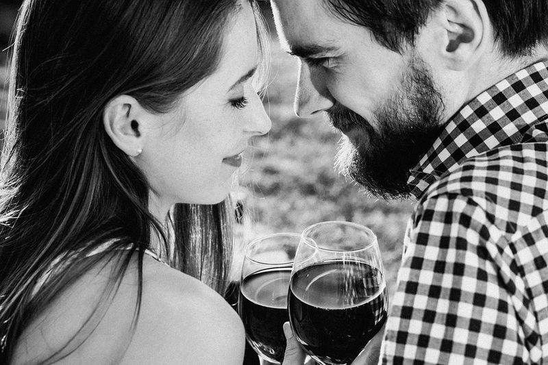 Happy People Wine Man Love Woman Couple Intimate