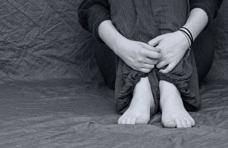 Desperate Depressed Sad Hands Cry Folded Feet