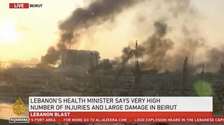 AlJazeera/ScreenshotWięcej: https://wiadomosci.radiozet.pl/Swiat/Bejrut.-Wybuch-w-stolicy-Libanu.-Gigantyczna-eksplozja-nad-miastem-unosi-sie-chmura-dymu.-Znane-sa-przyczyny?fbclid=IwAR3TFZaeJFNtyYroMaKYY3cxfE86_O1gFbkN5ap8IDSJ_btD-tjy6jBUuiI