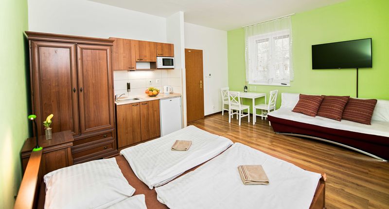 Depandance Studio Apartman s manželskou postelí s 1 ložnicí (s možností přistýlky) - Wellness penzion EVA + Apartmány Pod Čerťákem Dolní Moravice, foto 1