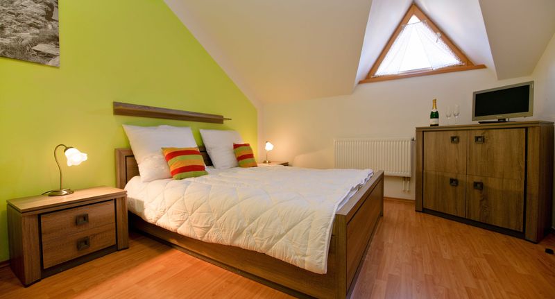 Pokoj s manželskou postelí (s možností přistýlky) - Wellness penzion EVA + Apartmány Pod Čerťákem Dolní Moravice, foto 1