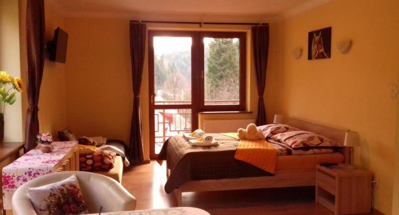 Pokoj s balkónem s koupelnou s manželskou postelí - Willa Antidotum Krynica-Zdrój, foto 1