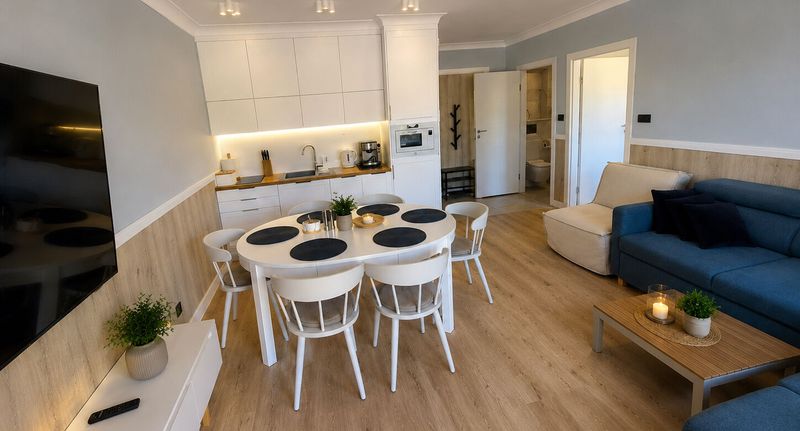 Apartman (jako celek) s balkónem s klimatizací pro 6 os. - HoliApart in Nautikka Park przy plaży Krynica Morska, foto 1