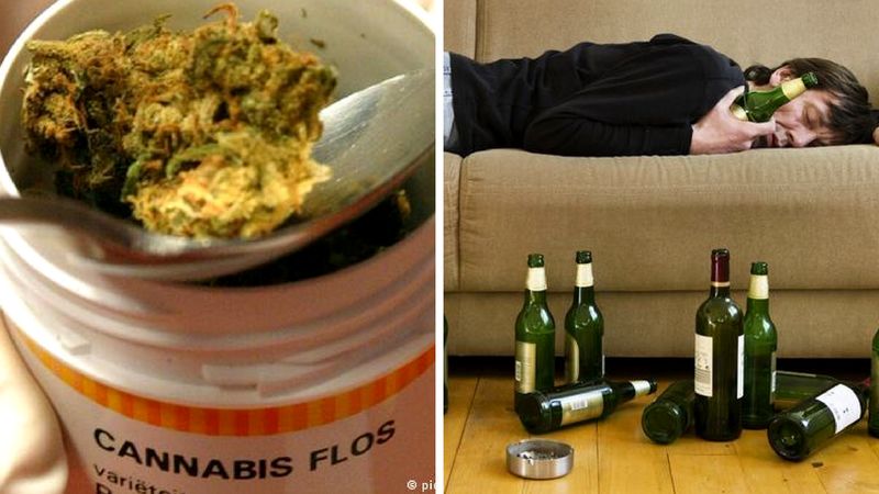 Ogólnodostępny alkohol bardziej niszczy mózg, niż zakazana przez rząd marihuana