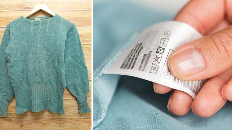Informacja z metki zdradza, jak sweter będzie wyglądać po pierwszym praniu. Nie kupuj w ciemno!