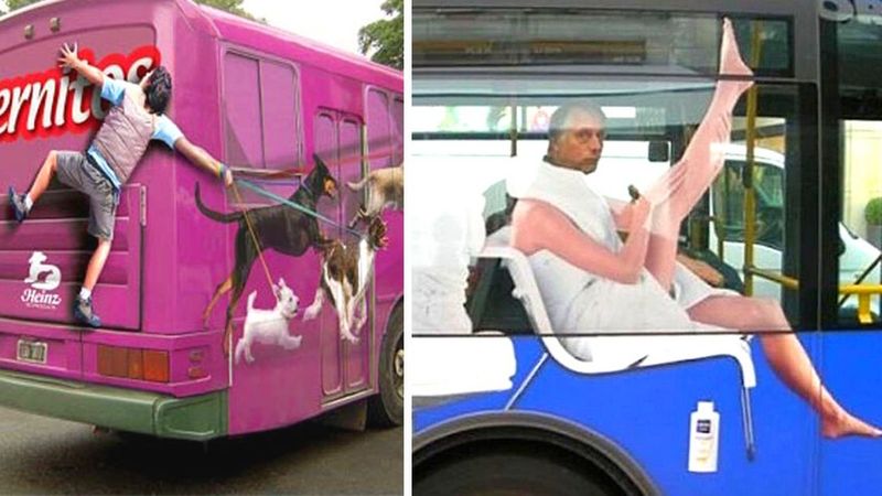 15 niebanalnych reklam na autobusach. Ich projektanci wykazali się wyjątkową pomysłowością
